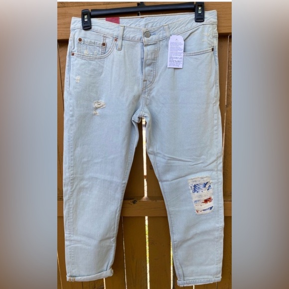 Levis Denim - Levi’s 501 RARE Junior size29/28 Jeans Brand New with Tags Destructed/Patches